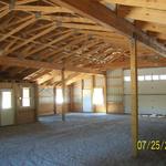 The inside of the pole barn