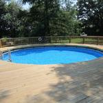 Cut-out deck around above ground pool 