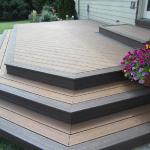 Two-tone Trex composite decking featured on this beautiful backyard deck.